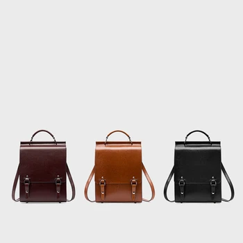 Женский рюкзак из натуральной кожи в стиле Британского колледжа, Высококачественная винтажная сумка из воловьей кожи, простой школьный компьютерный набор