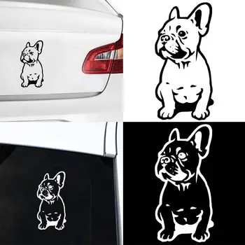 Забавная 3D наклейка с изображением собаки французского бульдога, светоотражающие наклейки на окна автомобиля, наклейка на стену на заказ, окно, дверь