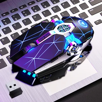 Игровая Мышь Перезаряжаемая Беспроводная Бесшумная Светодиодная Подсветка 2.4 G USB 1600 точек на дюйм Оптическая Эргономичная Мышь Gamer Desktop Для ПК Ноутбука