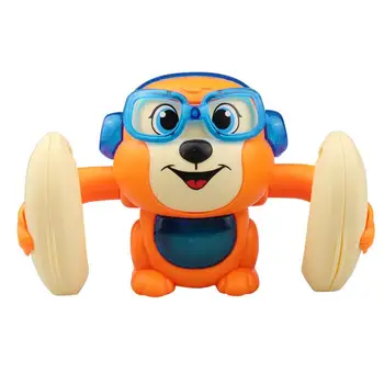 Игрушка-обезьянка на колесиках, Переворачивающаяся игрушка для танцев, Детские Электрические игрушки для малышей, Музыкальная вращающаяся обезьянка, Вращающийся светодиодный электрический