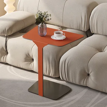 Итальянский диван-стол, Кожаные приставные столики, Роскошный журнальный столик, Креативная мебель, Дизайнерские столы, Точная копия Оранжевого Квадратного стола для гостиной