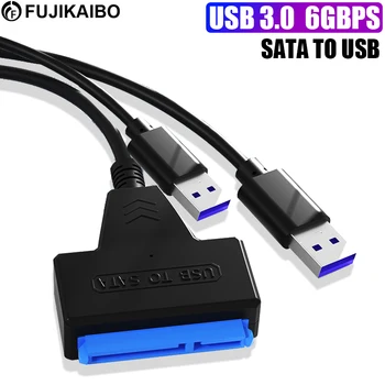 Кабель-адаптер SATA к USB3.0 6 Гбит/с Высокоскоростной Адаптер Данных Порт Питания Поддержка 2,5 3,5 Дюйм(Ов) SSD Hdd Жесткий диск Для Портативных ПК