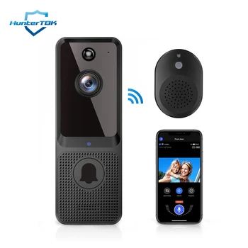 Камера дверного звонка Беспроводной Умный WiFi Видеодомофон с функцией обнаружения движения, двусторонний аудио звонок ночного видения, домашний дверной звонок