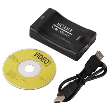 Конвертер HDMI в Scart, адаптер 1080P, конвертер видео и аудиосигнала, AV-сигнал, Конвертер видео и аудиосигнала с кабелем питания постоянного тока