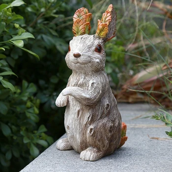 Креативные украшения с кроликом в виде листьев, Сад, балкон, украшение дома, Пасхальный кролик, мебель из смолы