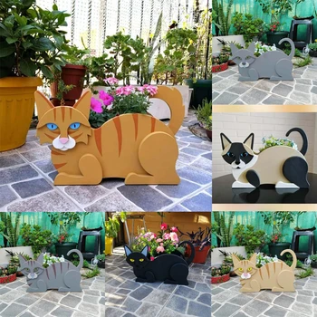 Креативный цветочный горшок с животными, Декор для сада, Цветочный горшок в форме кошки, сделанный своими руками, Милый котенок, кашпо, Горшок для сада, Украшение дома