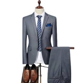 (Куртка + брюки) Мужские Костюмы Costum, однотонный Деловой смокинг для официальной Работы, мужской, 2 предмета, Повседневный костюм для свадебной вечеринки Terno slim fit S-3XL