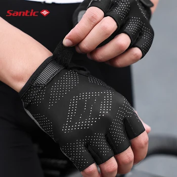 Летние Велосипедные перчатки Santic для мужчин, дышащие перчатки без пальцев для велосипеда, перчатки для спортзала, женские аксессуары для спорта на открытом воздухе, велосипедные аксессуары