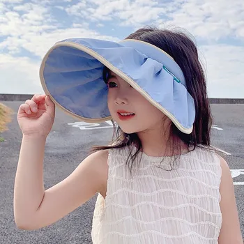 Летняя Солнцезащитная Шляпа Для девочек, Модная Панама, Подходит для девочек, Пляжная шляпа с Большими Полями, Шляпа-ракушка, Уличная Шляпа Для Детей, Детская Солнцезащитная Шляпа