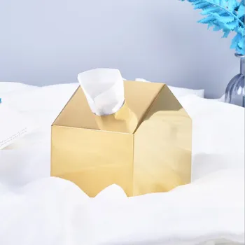 Маленькая Золотая коробка для Салфеток в Форме Домика, Латунные Металлические Подносы, Nordic Ins, Легкие Роскошные Украшения для дома, Подарок