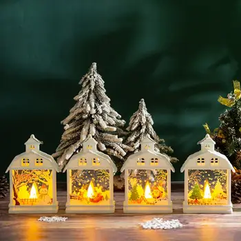 Мерцающий свет свечи, Ретро ручные рождественские огни, Праздничные светодиодные свечи, Рождественский фонарь, Снеговик, Санта-Клаус, Лось