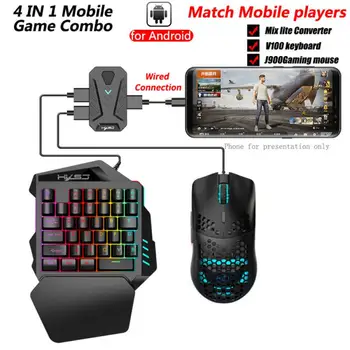 Мобильный контроллер P8, Игровая Клавиатура, Мышь, Проводной Конвертер Со светодиодной подсветкой, Одноручная Клавиатура, Программируемая мышь С Подсветкой J900 RGB