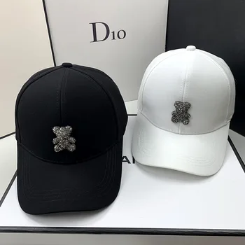 Модная дизайнерская летняя бейсболка для женщин, корейский дикий медведь, кепки со стразами, солнцезащитные кепки, Уличная кепка в стиле хип-хоп, уличные козырьки, хип-хоп шляпа