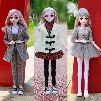 Модная кукольная одежда 60 см или комплект для куклы Принцессы, Повседневная кукольная одежда, платье, 4D Глазные яблоки, кукла Bjd, подарочная игрушка для девочек