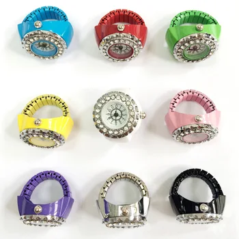 Модные женские часы с кристаллами Для девочек, Стальные эластичные кварцевые часы на палец, подарки, Аксессуары H9