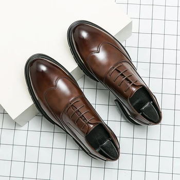 Мужская Повседневная обувь в Деловом стиле, Официальные Мужские модельные туфли на шнуровке, Мужская Удобная Модная обувь из натуральной кожи
