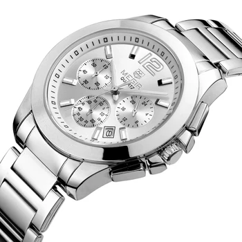 Мужские кварцевые наручные часы с хронографом из нержавеющей стали, водонепроницаемые, с 24-часовым дисплеем, в деловом стиле, для мужчин