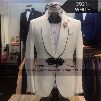 Мужской Свадебный Смокинг Жениха, Блейзер с воротником-шалью, Блейзер с принтом + брюки, деловой приталенный костюм, куртка