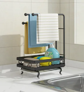 Настенный стеллаж для хранения кухонных полотенец с защитой от ржавчины, настенный кухонный органайзер, сушилка для губок, кухонный органайзер