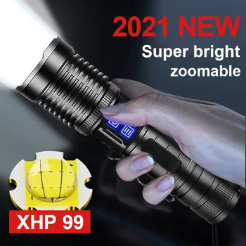 Новейший XHP99 Мощный светодиодный фонарик XHP90 Высокой мощности Перезаряжаемый Тактический фонарик 18650 Usb Масштабируемый ручной фонарь