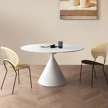 Обеденный стол Fengyan Plate Круглый стол Cream Wind Современный Простой Белый Круглый стол Маленький бытовой Обеденный стол