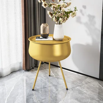 Прикроватный столик шкаф для хранения в спальне, мебель для дома, роскошные круглые маленькие приставные столики, угловой журнальный столик в скандинавском стиле, золотой торцевой столик