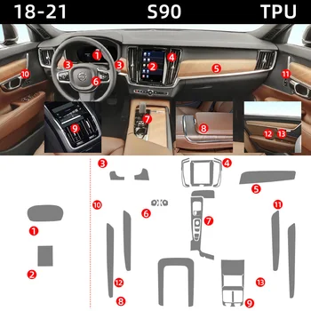 Прозрачная пленка Tpu для Наклеек интерьера автомобиля Volvo S90 V90 Центральная Розетка управления Шестерней Навигационная приборная панель Дверная Панель Windows