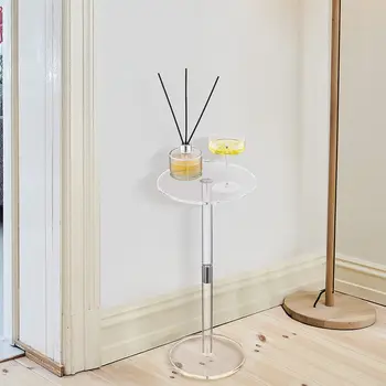 Прозрачный акриловый столик для напитков, маленький круглый приставной столик для небольших помещений, минималистичный акриловый приставной столик для гостиной, спальни