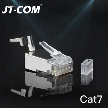 Разъем JT-COM CAT6a CAT7 RJ45 FTP 8P8C Модульный штекер, Сетевой Обжимной экран 10 Гбит/с, терминал с кристаллической головкой, кабель UTP Ethernet