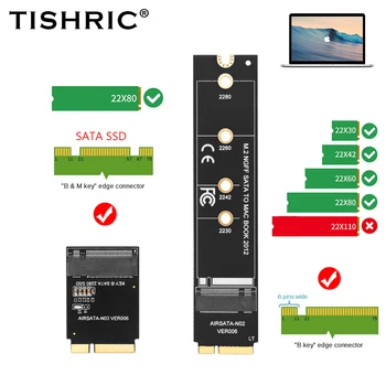 Разъем Адаптера SSD-накопителя TISHRIC M2 M.2 NGFF SATA SSD Riser Card M.2 Интерфейс KEY-B Для Apple 2012 MacBook Air A1465 A1466
