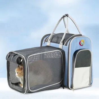 Расширительная сумка для домашних животных из ткани Оксфорд, дышащий рюкзак для домашних животных, переносная сумка для кошек на плечо
