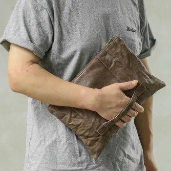 Ретро мода, роскошный мужской клатч из натуральной кожи большой емкости, сумка для повседневной работы, подростковый уличный кошелек для мобильного телефона