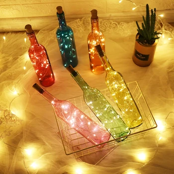 Рождественская светодиодная медная гирлянда из пробки для винных бутылок 1 М, 2 М, Сказочная гирлянда для праздничной вечеринки, Свадьбы, домашнего декора
