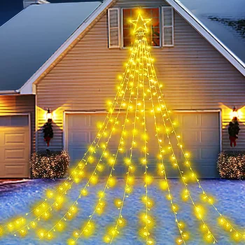 Рождественское украшение Наружный звездный струнный светильник 317LED Звезда Рождественская елка Сосулька Свет для Рождественской елки Свадебная вечеринка Праздничный декор