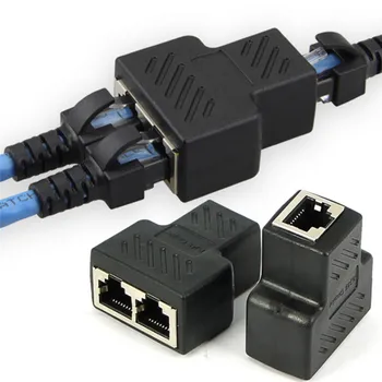 Сетевой кабель LAN Ethernet с разъемом RJ45, разъем-разветвитель, адаптер для док-станций для ноутбуков, от 1 до 2 способов подключения