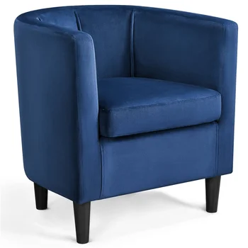 Современное кресло с бочкообразным акцентом, синий бархат, Мебель для гостиной, Кресло для гостиной, удобное, простое и современное