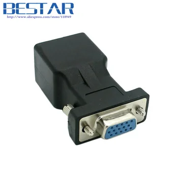Удлинитель VGA RGB HDB 15pin для подключения к локальной сети CAT5 CAT6 RJ45 сетевой кабель cat6, женский адаптер, разъем RJ45