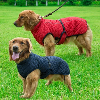 Уличная Одежда Для больших Собак, Зимняя Куртка Для собак Среднего размера, Теплая Шерстяная Светоотражающая Одежда Для домашних животных, Жилет с Регулируемой пряжкой