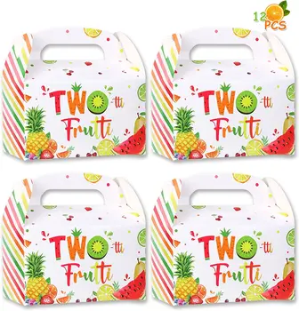 Фруктовые украшения Twotti на День рождения, Бумажные Подарочные коробки для тортов с арбузом для мальчиков и девочек, принадлежности для 2-го дня рождения