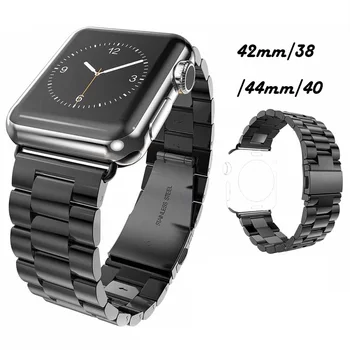 Часы correa для Apple Watch Series 4 5 44 мм 42 мм ремешки cinturino Ремешок из нержавеющей Стали звено браслет для iWatch Band браслет