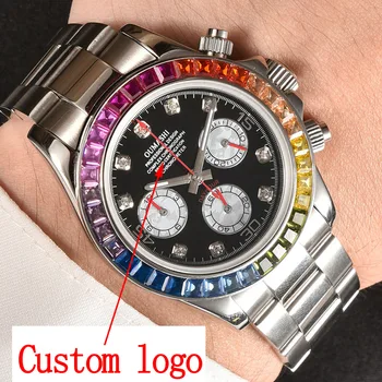часы vk63 с пользовательским логотипом, часы с хронографом, роскошные часы для мужчин, 40 мм, Новые Кварцевые мужские часы, Сапфировое стекло, Нержавеющая Водостойкая