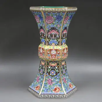 Эмаль Династии Цяньлун Цин, Золотая Шестиугольная ваза, Антикварный фарфор, коллекция антикварного фарфора