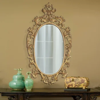 Эстетичное винтажное настенное зеркало с туалетным столиком в спальне, Европейское золотое зеркало для душа, Скандинавское круглое роскошное настенное украшение Espelho GXR40XP