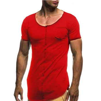 № 2 A1454, летние новые мужские футболки, однотонные, тонкие, трендовые, повседневные, с короткими рукавами, модные